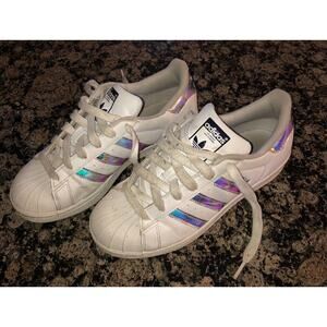 Adidas Superstar 789002 Women's Low Top White Metallic Stripes Art F99725 Size 5